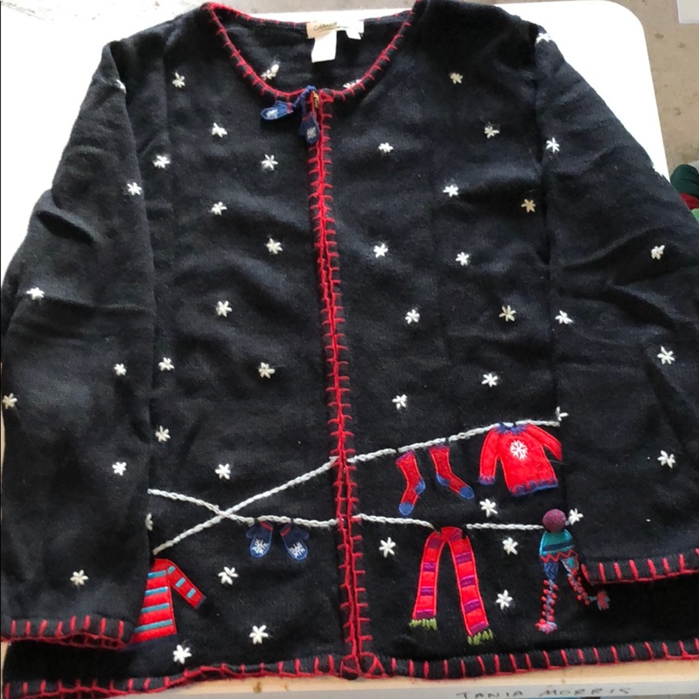 Coldwater Creek zip up holiday sweater XL